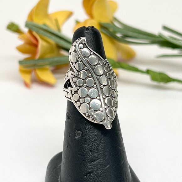 John Hardy .925 Ayu Leaf Dot Ring Size 6 - Picture 2 of 7
